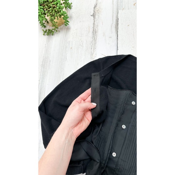 Sacai Japanese Black Cotton Pleat & Cardigan Layer Top - Picture 10 of 14